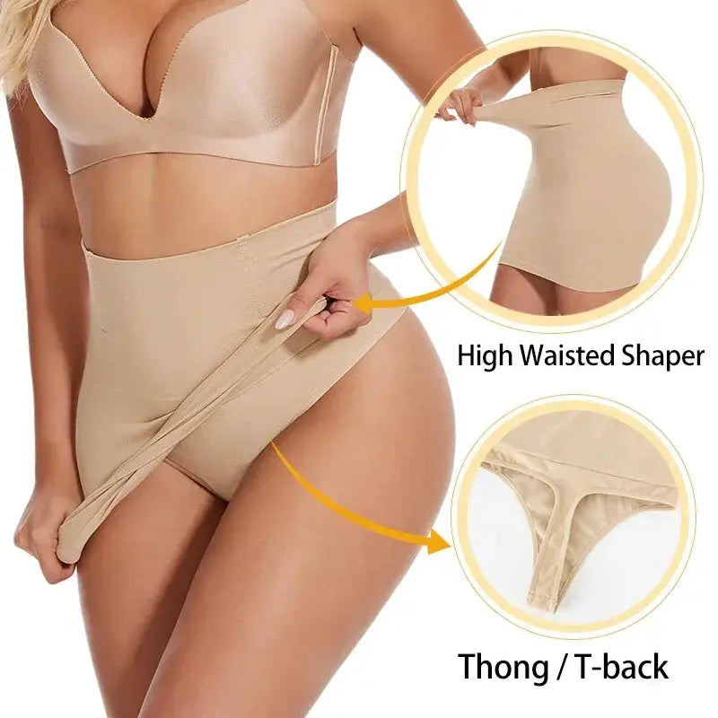 High Waist Tummy Control Half Slip Shapewear Builtin Panties