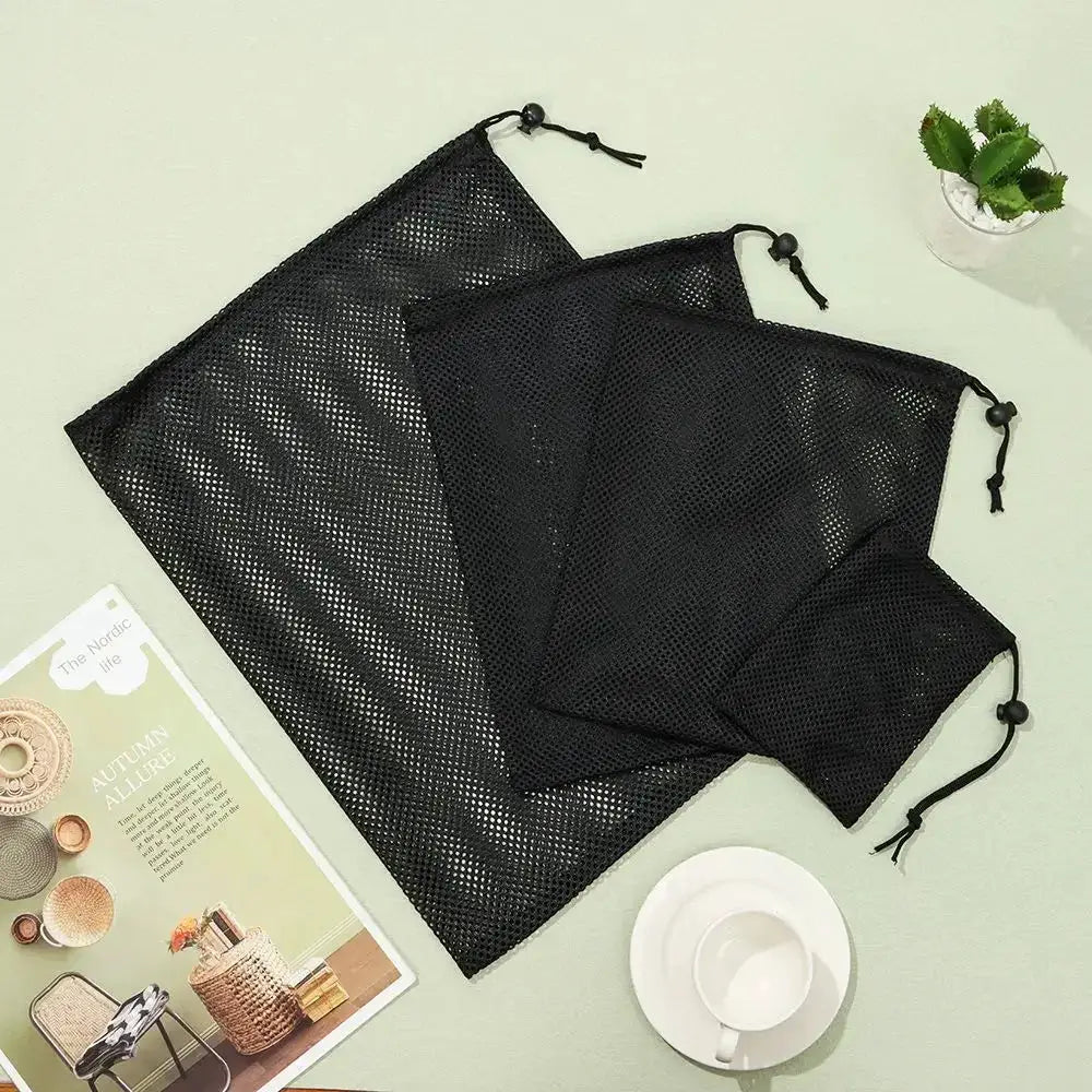 Durable Nylon Mesh Drawstring Laundry Storage Pouch Bag