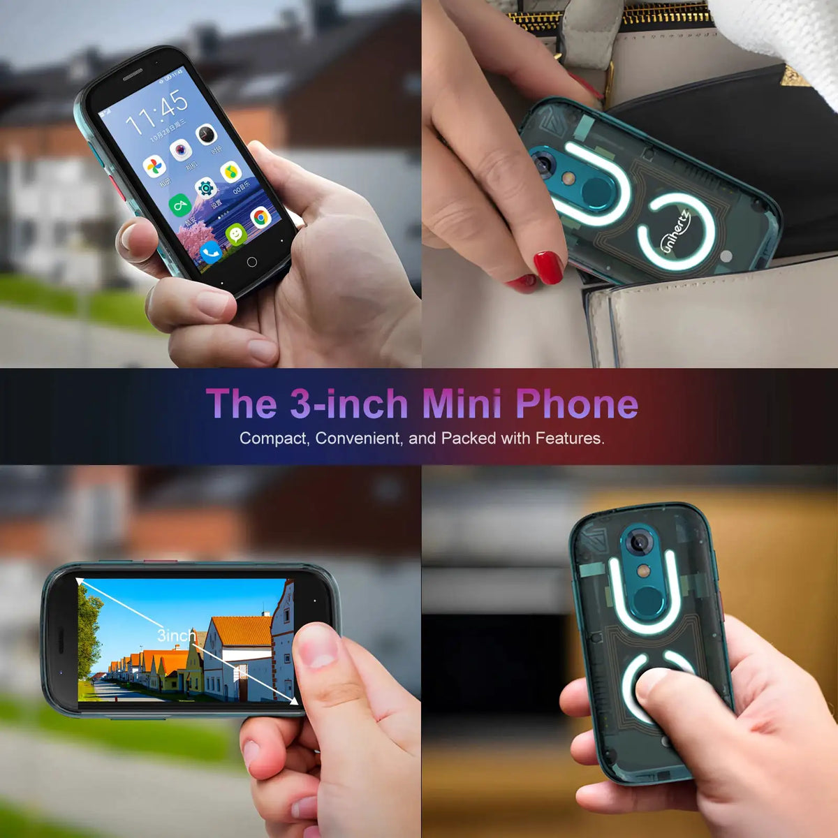 Unihertz Jelly Star Mini Smartphone Android 13 8GB 256GB Led Light Unlocked Transparent Backshell Cellphones 48MP 3 inch Phone