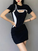 Sleek Hollow Waist A-Line Dress Stylish Streetwear Fashion