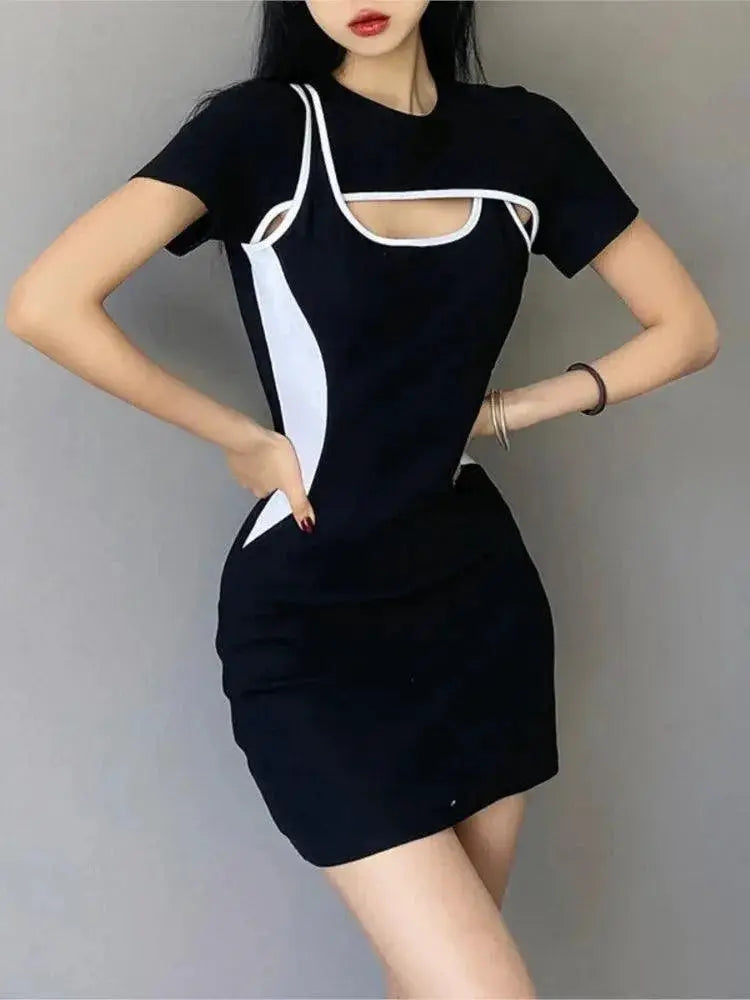 Sleek Hollow Waist A Line Dress Streetwear Fashion