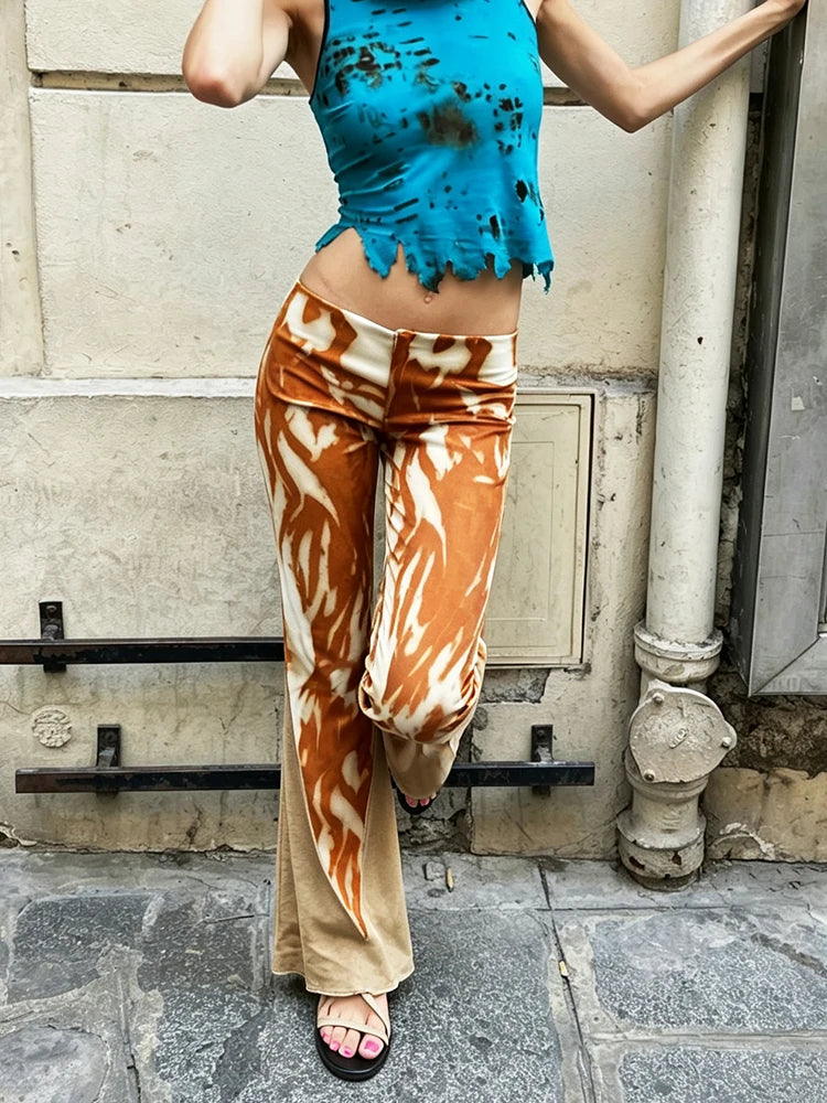 NIBBER Art Print Ruched Pants