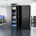 72 Inch Black Metal Storage Cabinet With Locking Doors