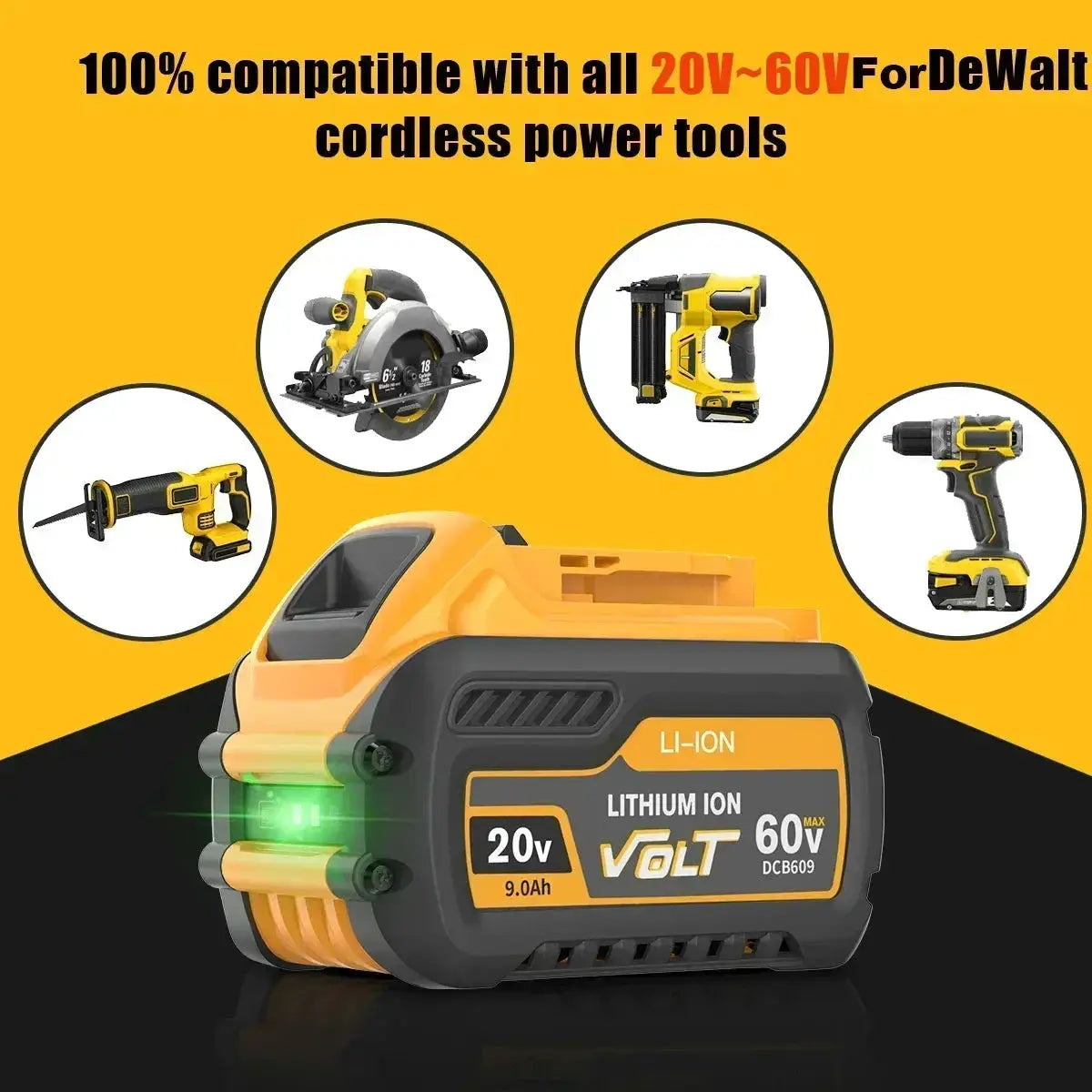 DeWalt 20V 60V Max LiIon Replacement Battery For Tools