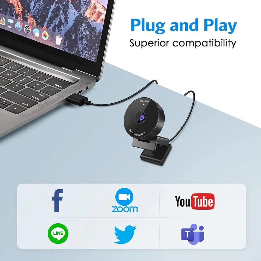 Webcam 1080P Full HD Web Camera With Microphone&Privacy Cover EMEET C950 USB Video Camera for PC&Computer/Meeting/Online Classes