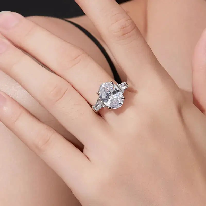 Oval Cut Moissanite Three Stone Ring — product image 2