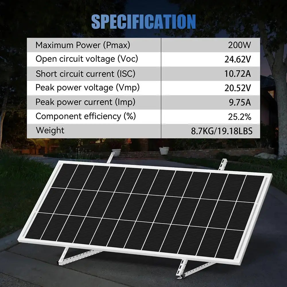 RVPOZWER 200W/400W/800W Rigid Solar Panels 18BB N-Type Mono Cells High Efficiency PV Power for Home RV Charge Outdoor Off-Grid
