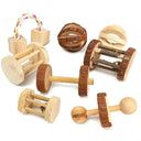 Cute Rabbit Roller Toys Natural Wooden Pine Chew Toys