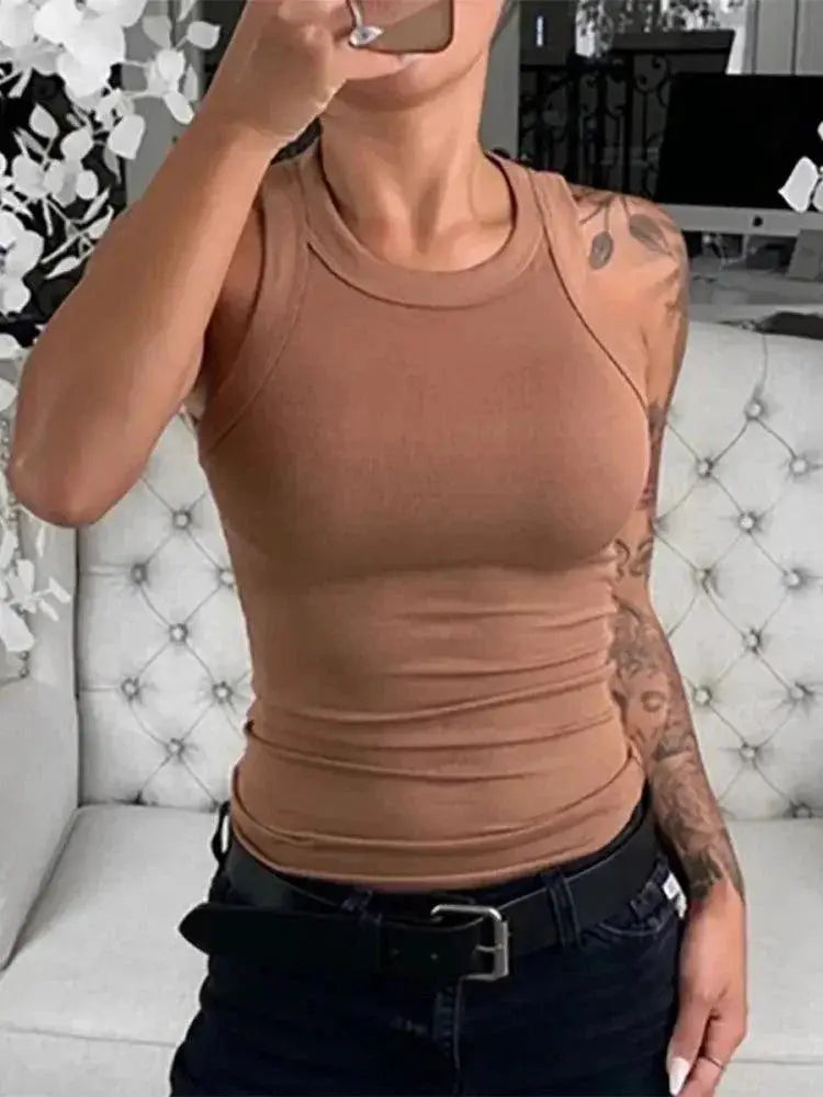 Elegant Ribbed Tank Top For Women Summer Chic Fashion