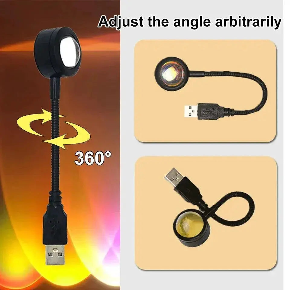 Rainbow Sunset USB LED Projector Ambient Lamp for Lighting