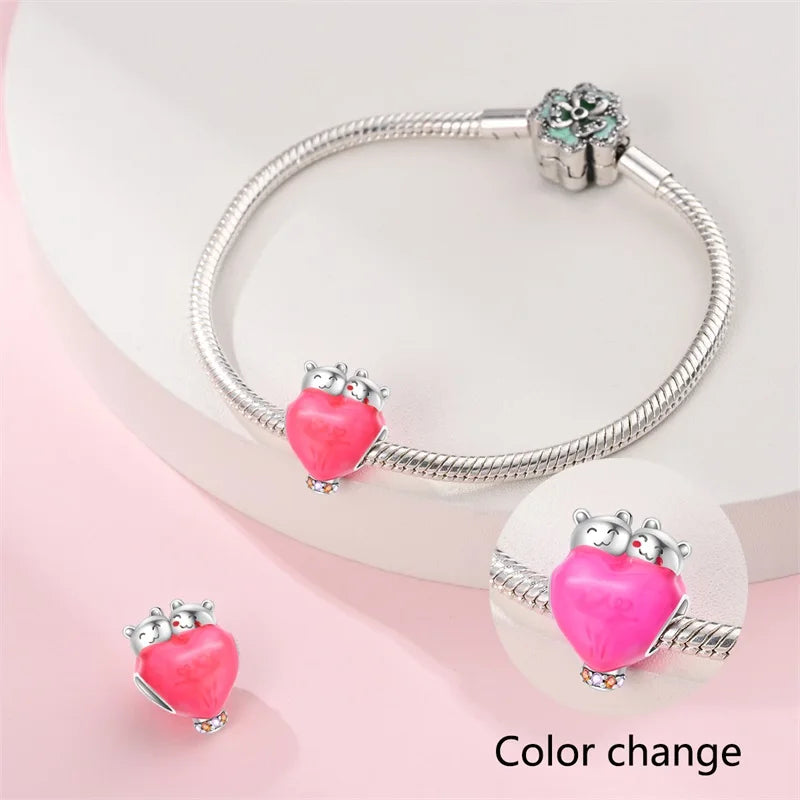 Sterling Silver Red Purple Heart