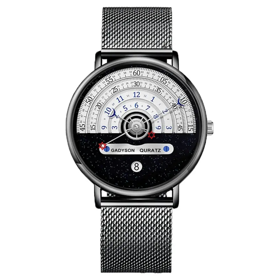 Unique Business Men Watch Fashion Auto Date Stainless Steel Strap Quartz Wristwatch Man Gifts For Him Calendar Clock