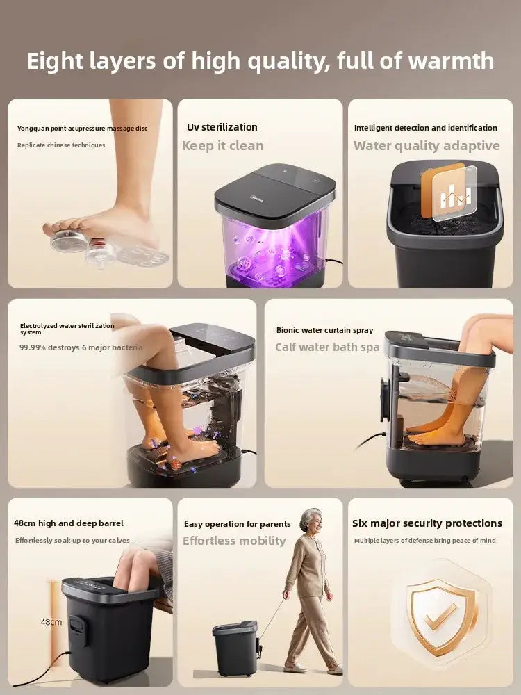 Tall, deep foot bath tub with sterilization, heating, constant temperature, home use, massage, electric foot bath basin - a gift