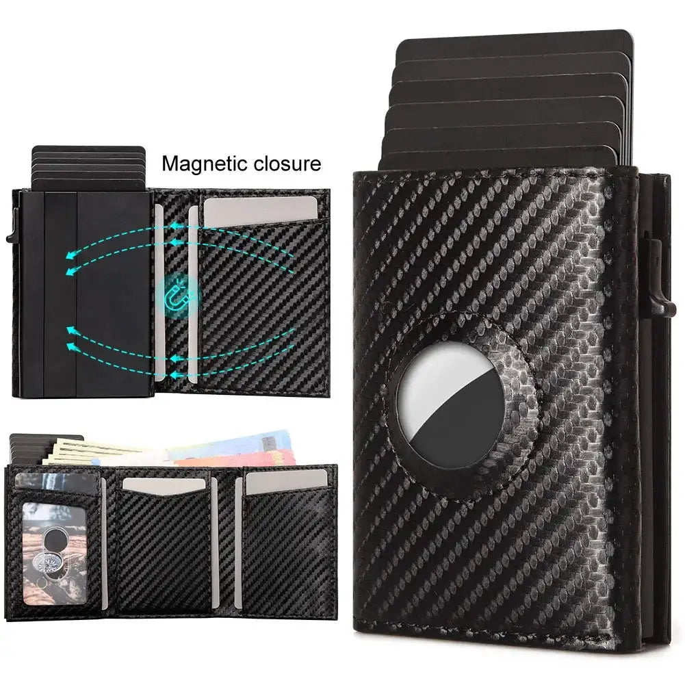 Men Smart Wallet AirTag Case With Credit Card Holder