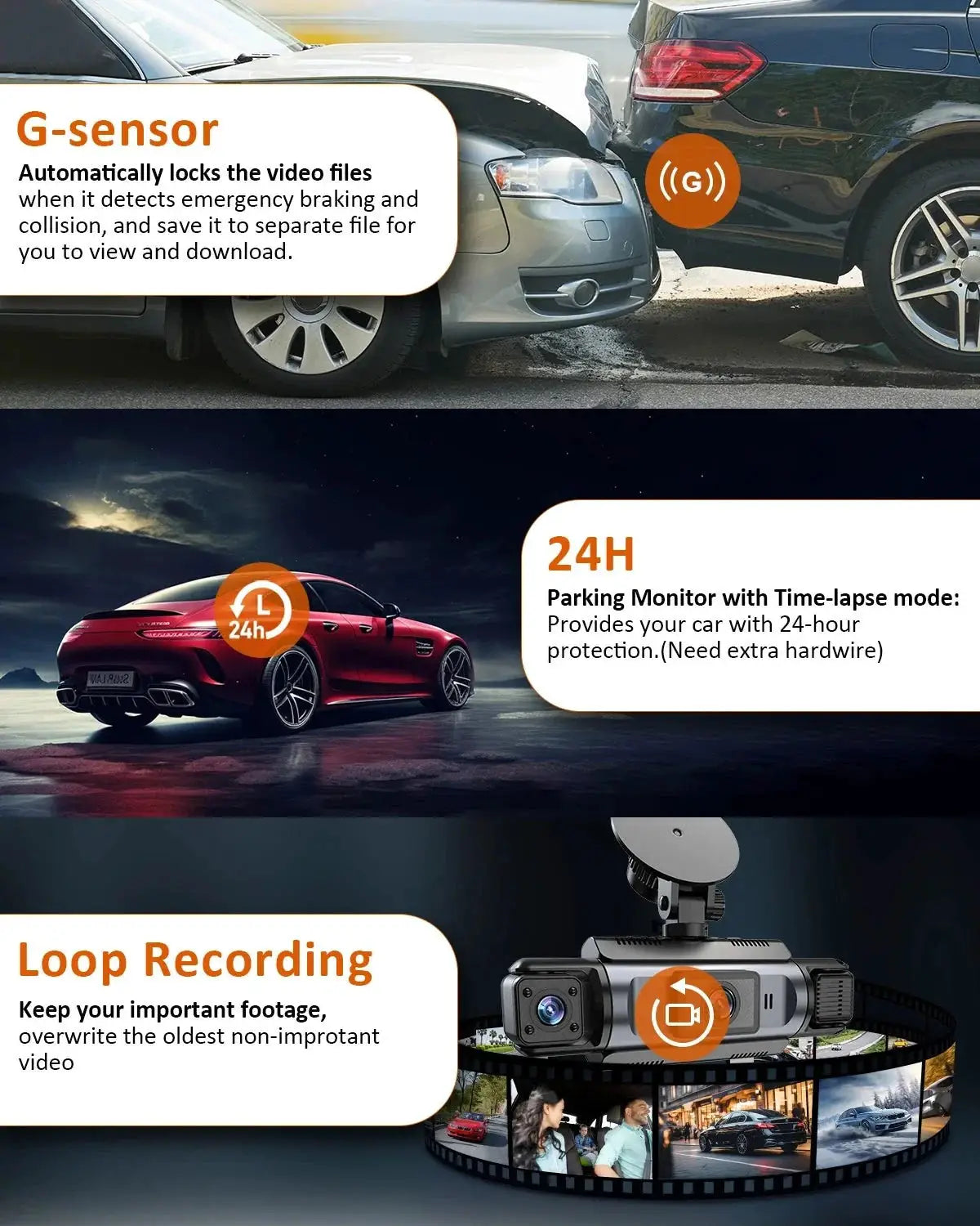 Dashcam Night Vision All Angle Channel WiFi Safety — product view 14
