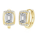 Emerald Cut Moissanite Gold Hoops