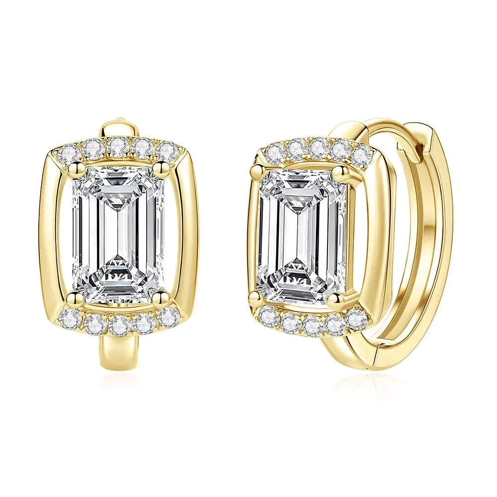 Emerald Cut Moissanite Gold Hoops — product image 10