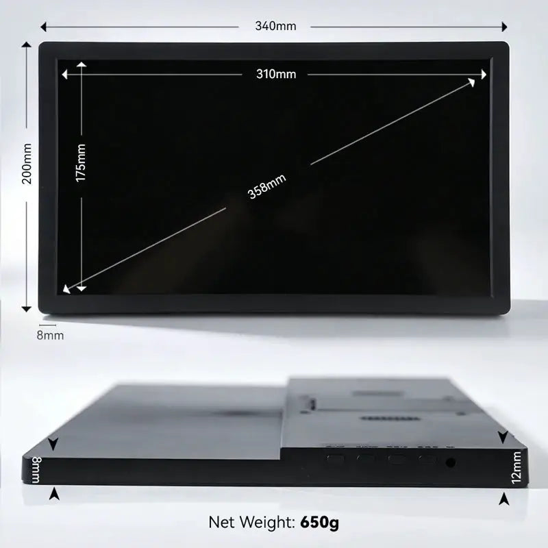 14 Inch Portable Display 60Hz Resolution 1366*768 TN Panel 16:9 250cd/㎡ Brightness 3ms Response Portable Monitor For LaptopPhone