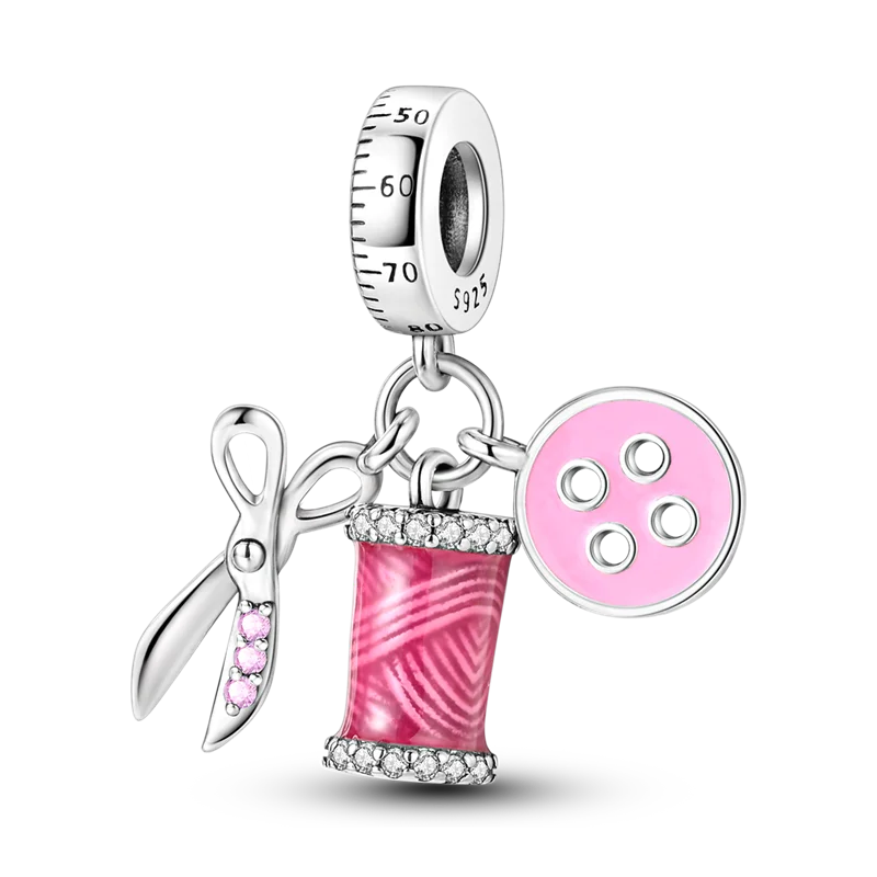 Charm Bead Sterling Silver Pink