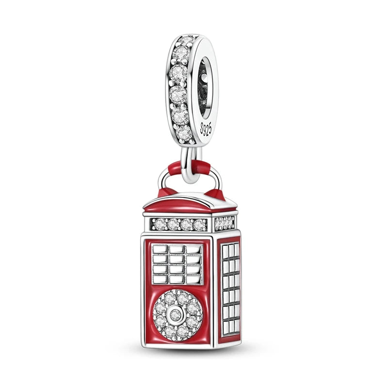 Sterling Silver Pendent Charm Red