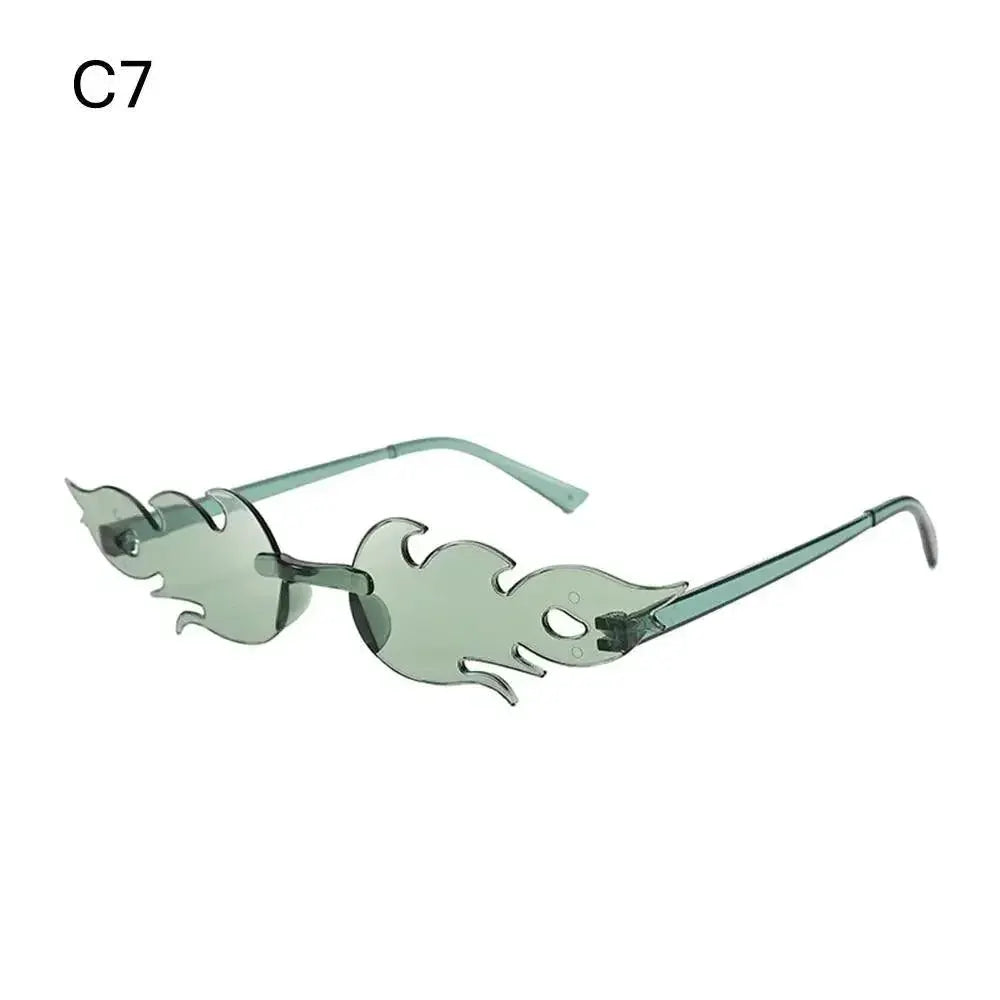Rimless Flame Sunglasses For Women UV400 Protection