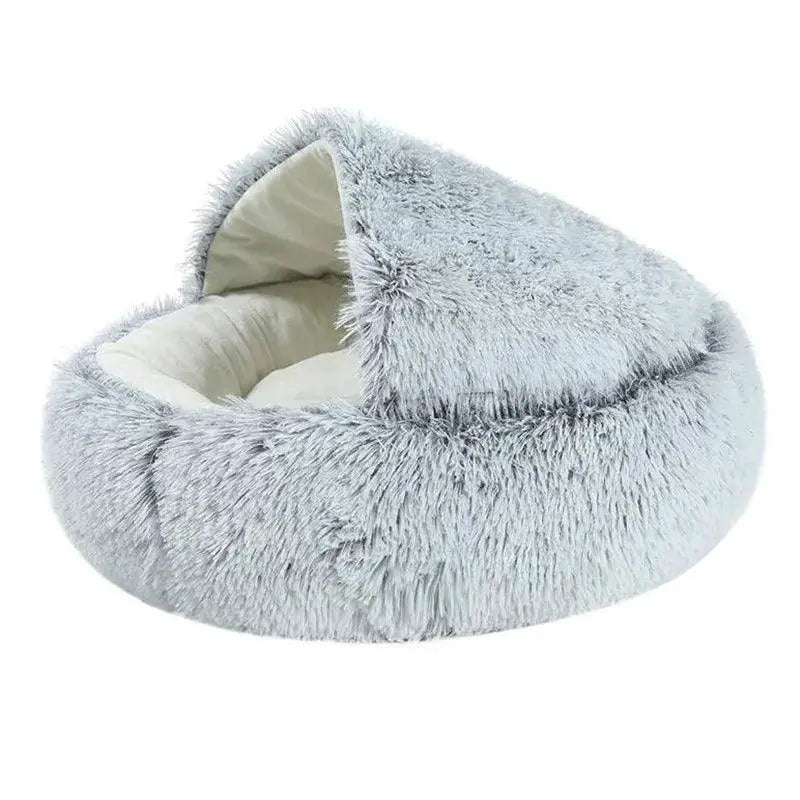 Winter Cozy 2-In-1 Plush Nest Cat And Dog Bed For Small Pets