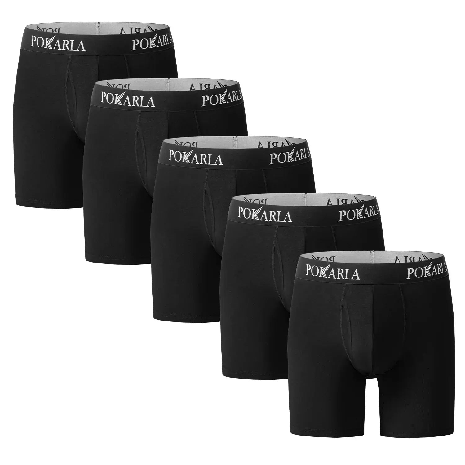 Pokarla 5 Pack Mens Cotton Boxer Shorts Open Fly U Pouch