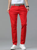 Four Season New Men's Yellow Jeans Fashion Business Casual