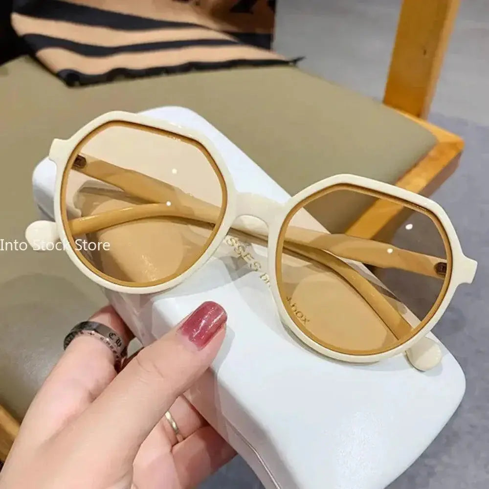 Trendy Round Frame Sunglasses Candy Colors UV400 Protection