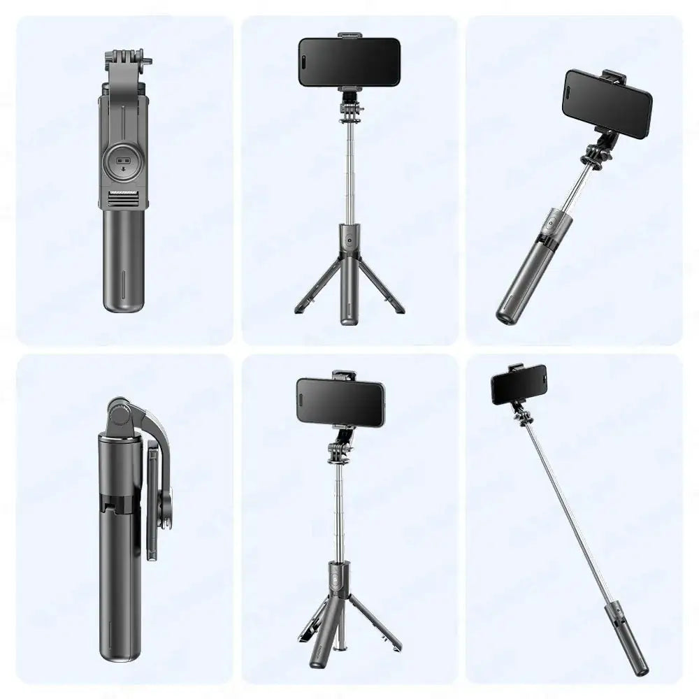Selfie Stick Tripod with Detachable Bluetooth Remote, 360° Rotation,Extendable Pole, Fill Light Option, for iPhone Android Phone