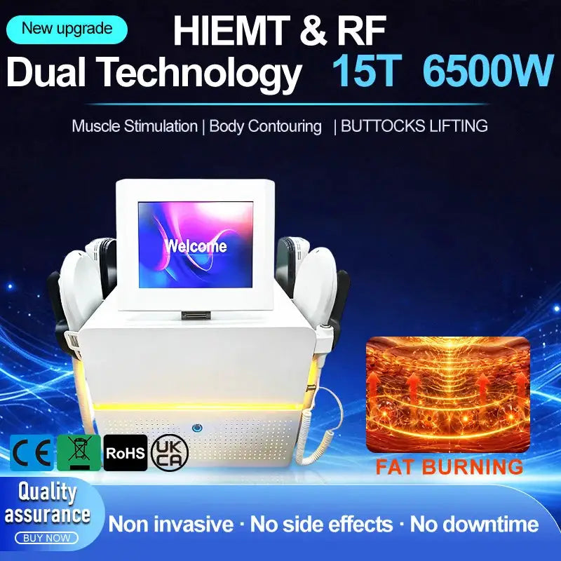 6500W HIEMT EMS Body Sculpting Machine 4 Handles Simultaneous Working Muscle Building Fat Reduction Butt Lifting