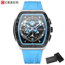 Mens Colorful Multi Functional Tonneau Quartz Watch