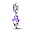 Silver Plated Purple Charm Flower