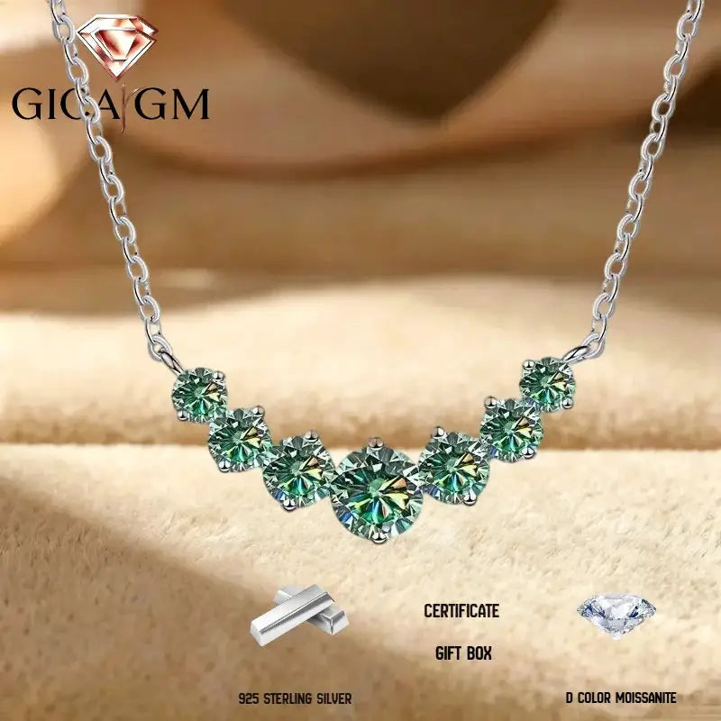 Moissanite Pendant Necklace in Sterling Silver Total — product view 2