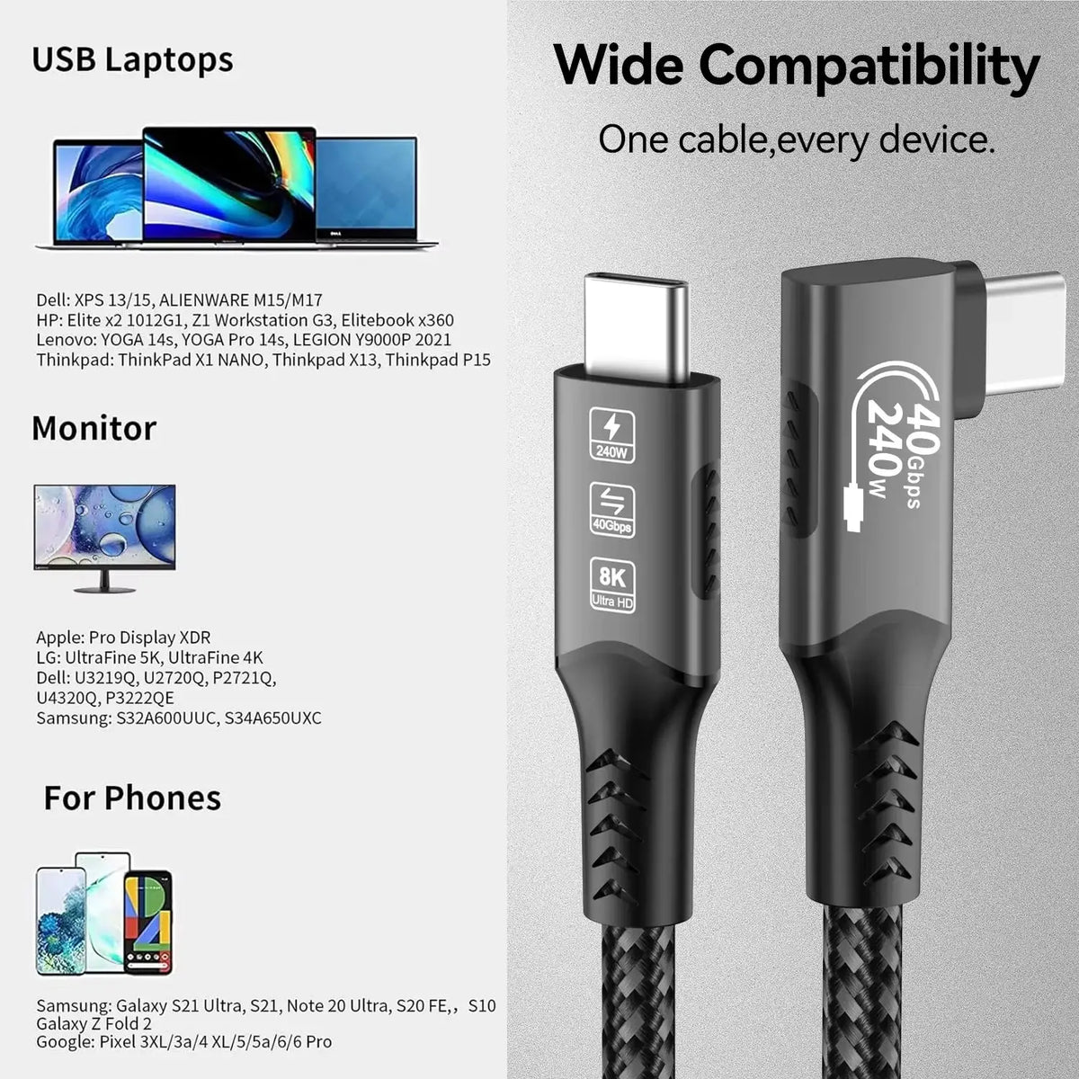 240W USB C Cable - 40Gbps Fast Charge — product view 4