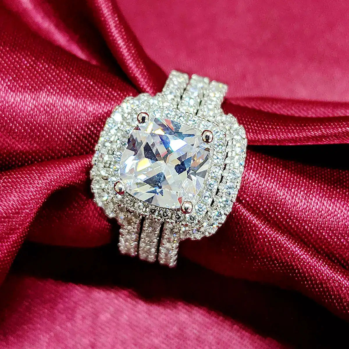 Luxury Gold Zircon Three Piece Ring Set — product image 5