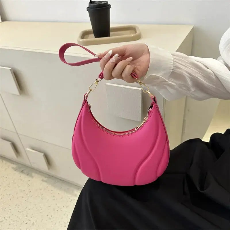 Retro Solid Color PU Leather Shoulder Bag for Women