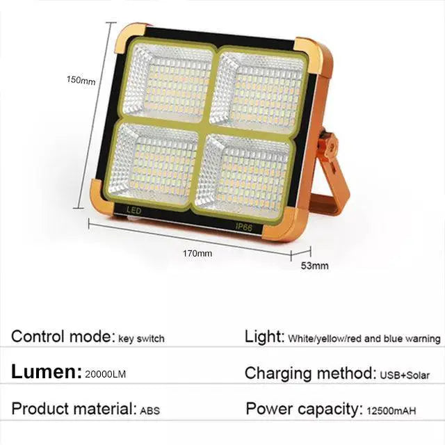 Solar Flood Light Rechargeable LED Reflector For Outdoor Use