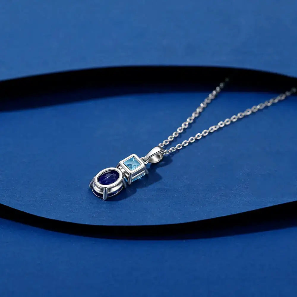 Blue Moissanite Pendant Necklace — product image 5
