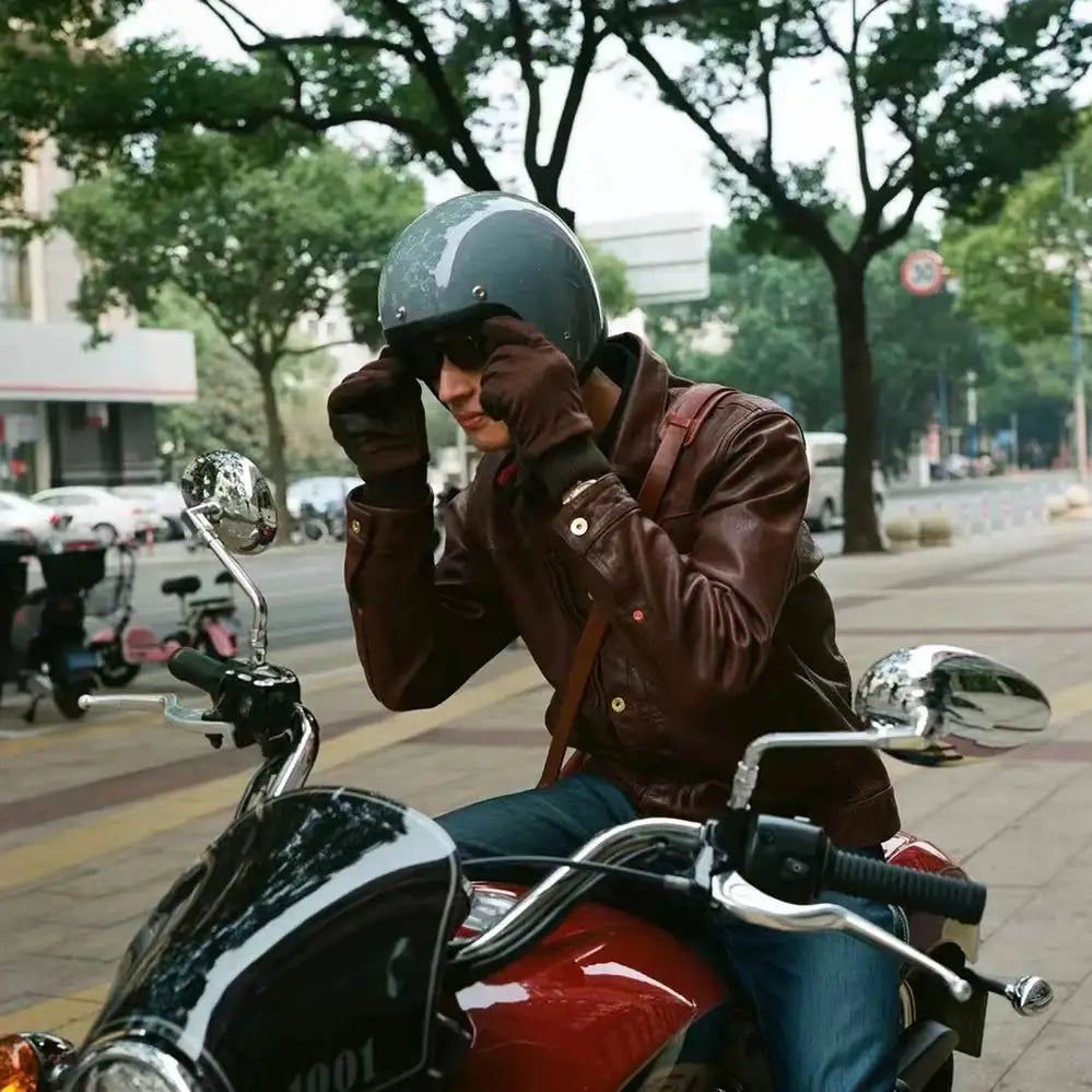 Vintage Open Face Motorcycle Helmet — product view 2
