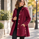 Hooded Button Mid Length Coat