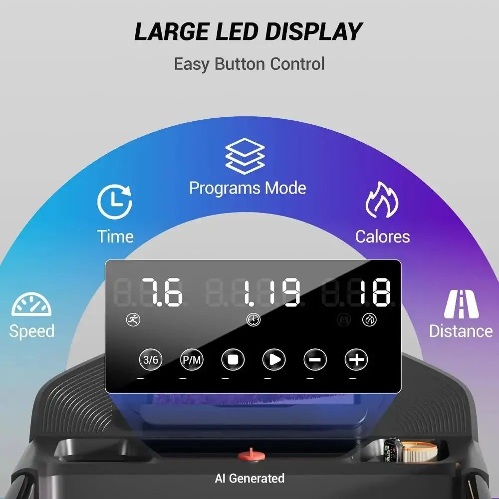 Compact Incline Treadmill with 3 LED Display, Foldable Walking Pad and 400LBS Capacity