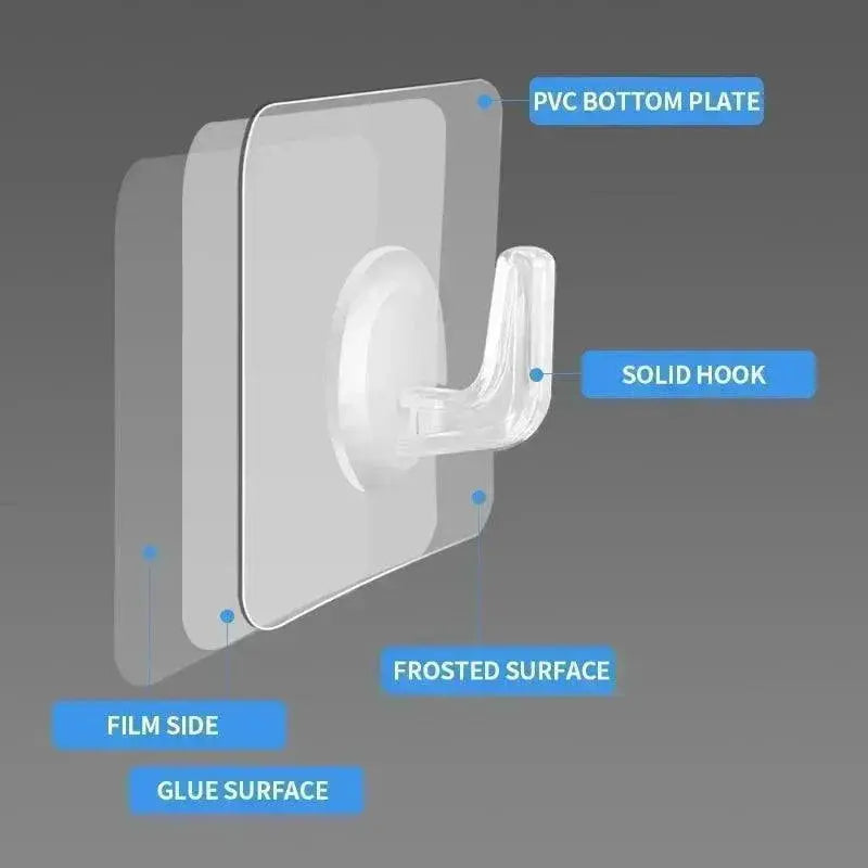 Transparent Wall Hooks Effortless Space Organization Set