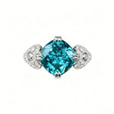 Blue Square Moissanite Engagement Ring