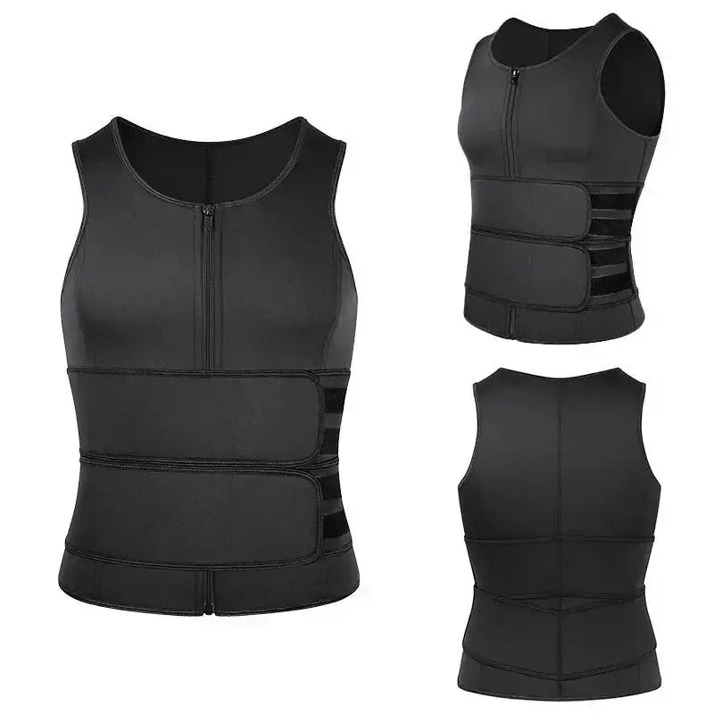 Men's Slimming Sauna Vest Double Belt Waist Trainer Fitness
