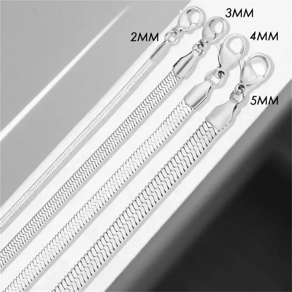Unisex Snake Chain Necklace Silver Choker For Men And Women