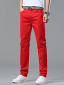 Four Season New Men's Yellow Jeans Fashion Business Casual
