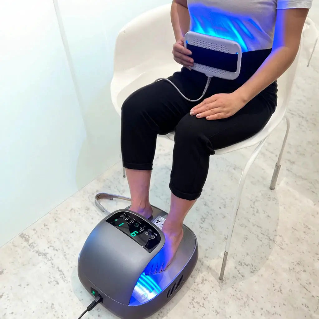 Wentun 1.0 Foot Spa 2-in-1 Foot Massage with Red Blue Light Display Stainless Steel Material Tera Hz IMD Screen for Elderly