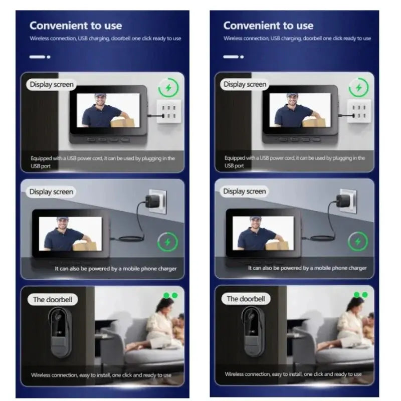 Wireless Intercom Doorbell Night Vision HD 4.3in LPS Screen Video Doorbell Camera Smart Home Security Visual Doorbell
