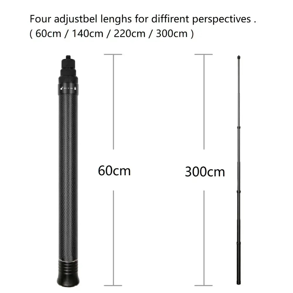 Carbon Fiber Invisible Selfie Stick For Insta360 X4 X3 RS